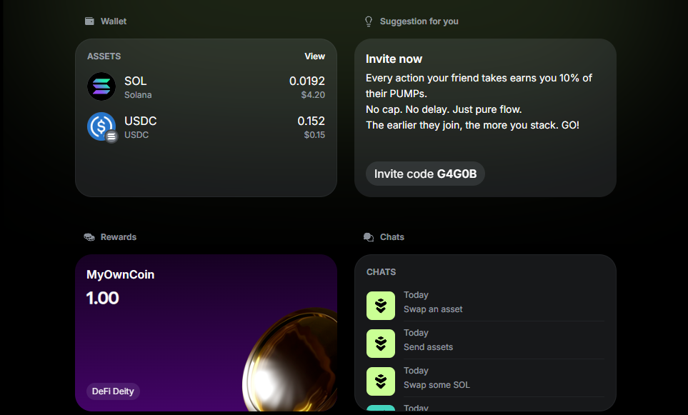 The dashboard on the chat screen in Warden